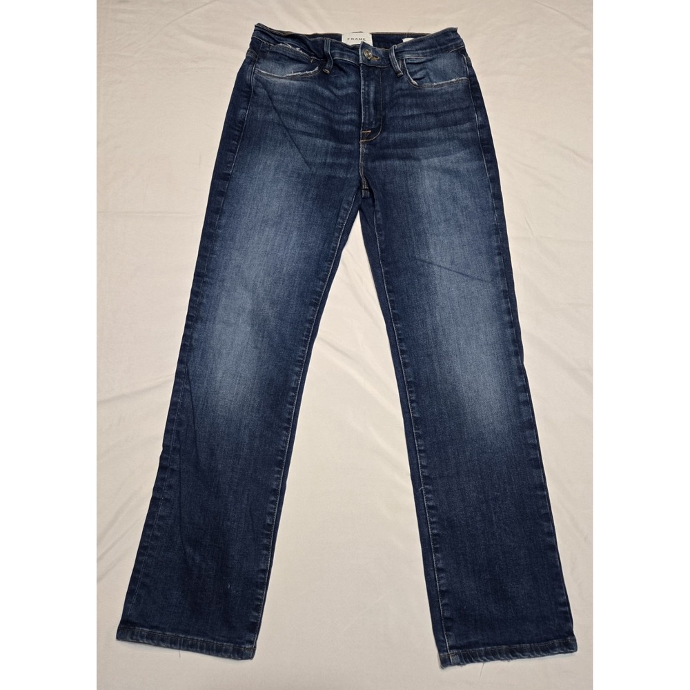 FRAME Le High Straight Jeans Womens 28 Mid Rise Stretch Blue Denim 28x27 Classic